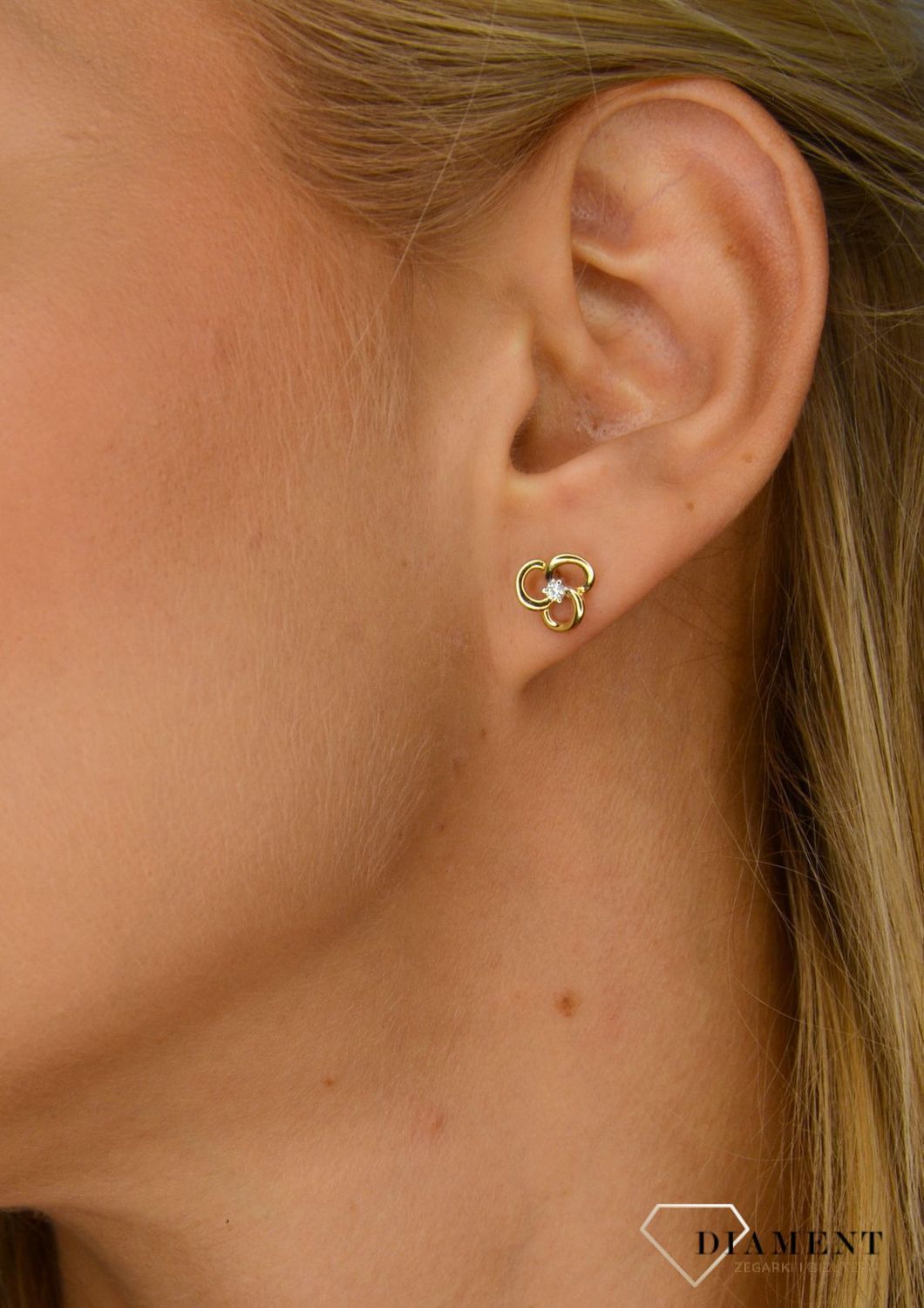 Złote kolczyki 585 kwiatki z cyrkonią KL 2806.jpg